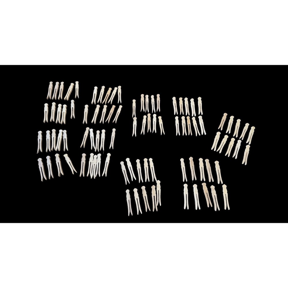 Vintage Miniature Flat Wooden Baby Clothespins 2.5" Craft Pins Lot of 89 Artist